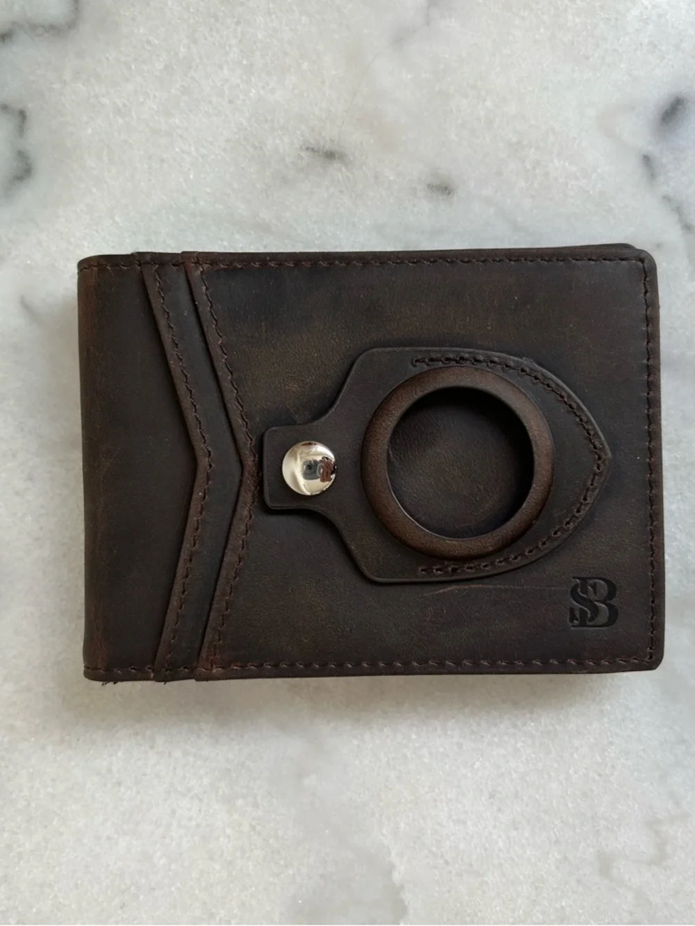 Serman Brands Transformer AirTag Wallet in Texas Brown RFID-blocking- Never Used